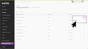 In Work-based learning, the Requirements page. The cursor has clicked open the three-dot menu and is clicking Archive.